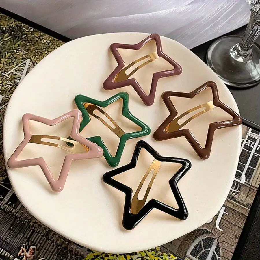 5pcs Large Star Outline Alloy Hair Clips In Matte Candy Tones—BB Pins For Bangs, Flyaways & Contemporary Women’s Hair Styling
5pcs Large Star Outline Alloy Hair Clips In Matte Candy Tones—BB Pins For Bangs, Flyaways & Contemporary Women’s Hair Styling