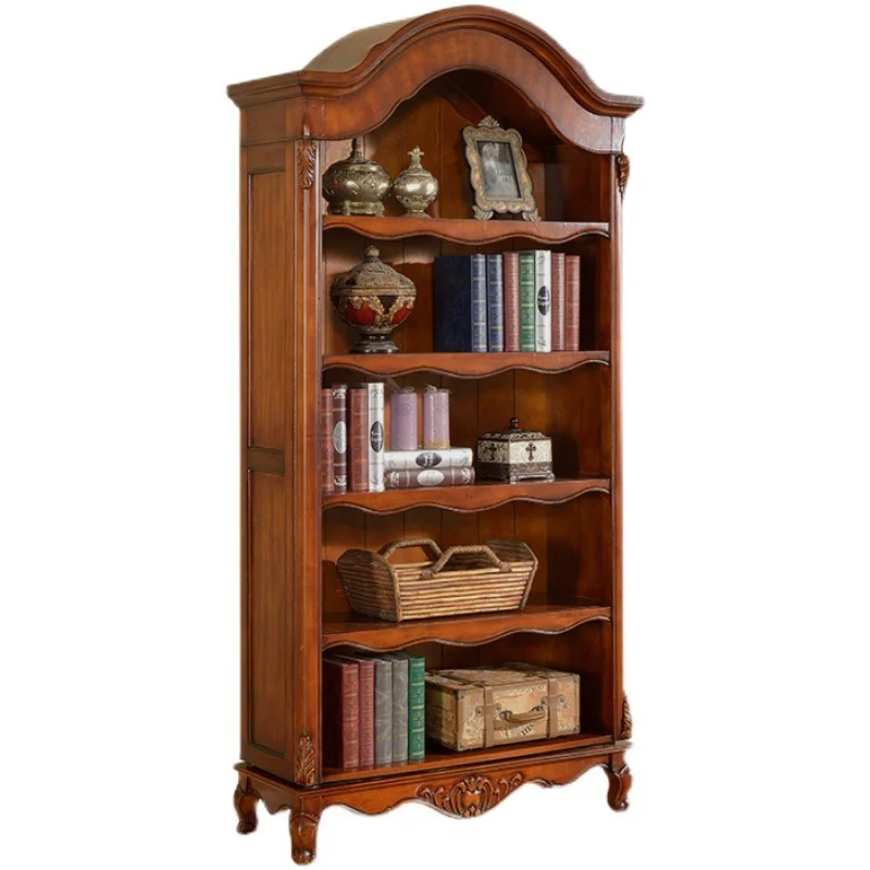 American solid wood study bookcase, living room arched European retro bookshelf, shelf floor-to-wall cabinet
American solid wood study bookcase, living room arched European retro bookshelf, shelf floor-to-wall cabinet