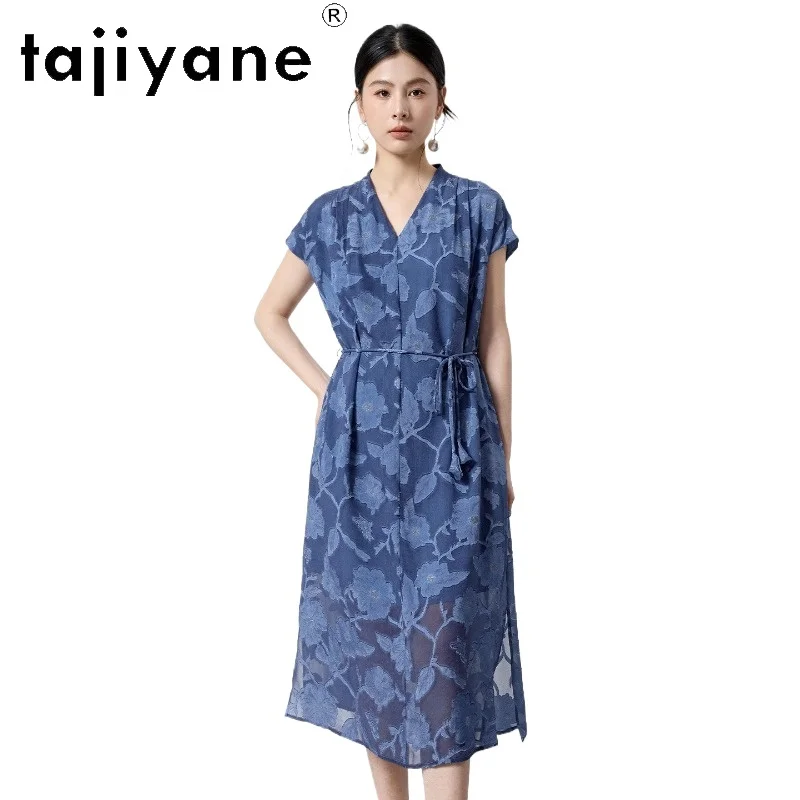 TAJIYANE High-end Dresses Summer 100% Mulberry Silk Women's Casual Dresses V-neck Dresses for Women Clothes Платье Женское 2026
TAJIYANE High-end Dresses Summer 100% Mulberry Silk Women's Casual Dresses V-neck Dresses for Women Clothes Платье Женское 2026