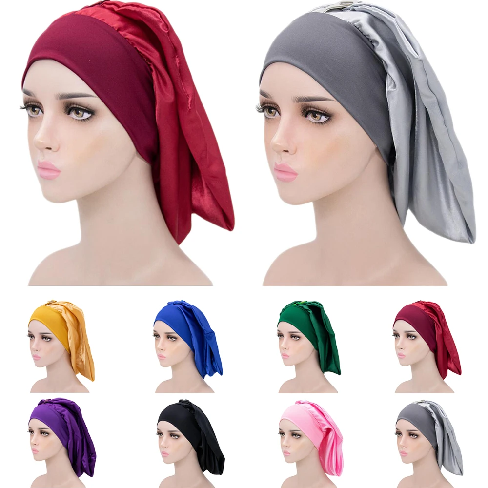 Satin Women Wide Band Sleep Night Cap Long Sock Tube Bonnet Beauty Hair Care Cap Hair Loss Head Wrap Cover Headwear Solid Color
Satin Women Wide Band Sleep Night Cap Long Sock Tube Bonnet Beauty Hair Care Cap Hair Loss Head Wrap Cover Headwear Solid Color
