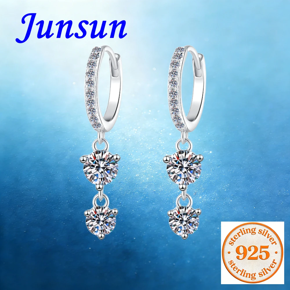 Junsun Total 1.6ct Moissanite Diamond Drop Earrings for Women S925 Sterling Silver Fine Jewelry with Certificate Wife Girlfriend
Junsun Total 1.6ct Moissanite Diamond Drop Earrings for Women S925 Sterling Silver Fine Jewelry with Certificate Wife Girlfriend