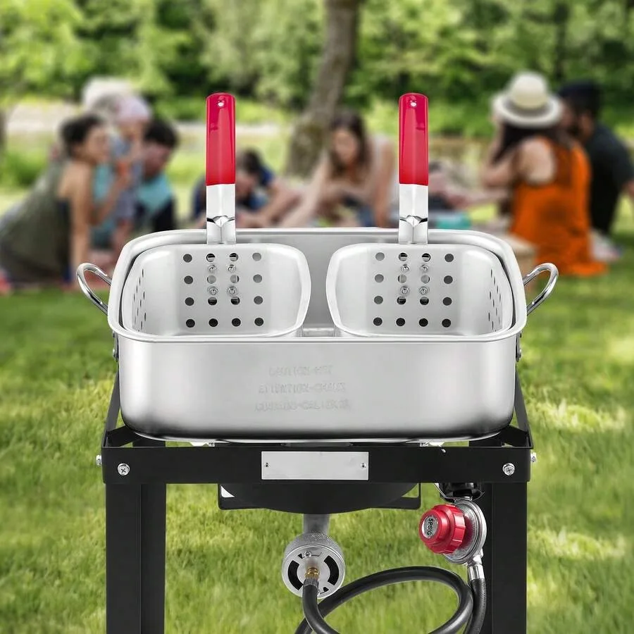 18 Qt Fish And Wing Fryer With Double Basket, Aluminum Propane Fish Fryer Kit, Outdoor Deep Fryer Seafood Pot With Thermometer
18 Qt Fish And Wing Fryer With Double Basket, Aluminum Propane Fish Fryer Kit, Outdoor Deep Fryer Seafood Pot With Thermometer