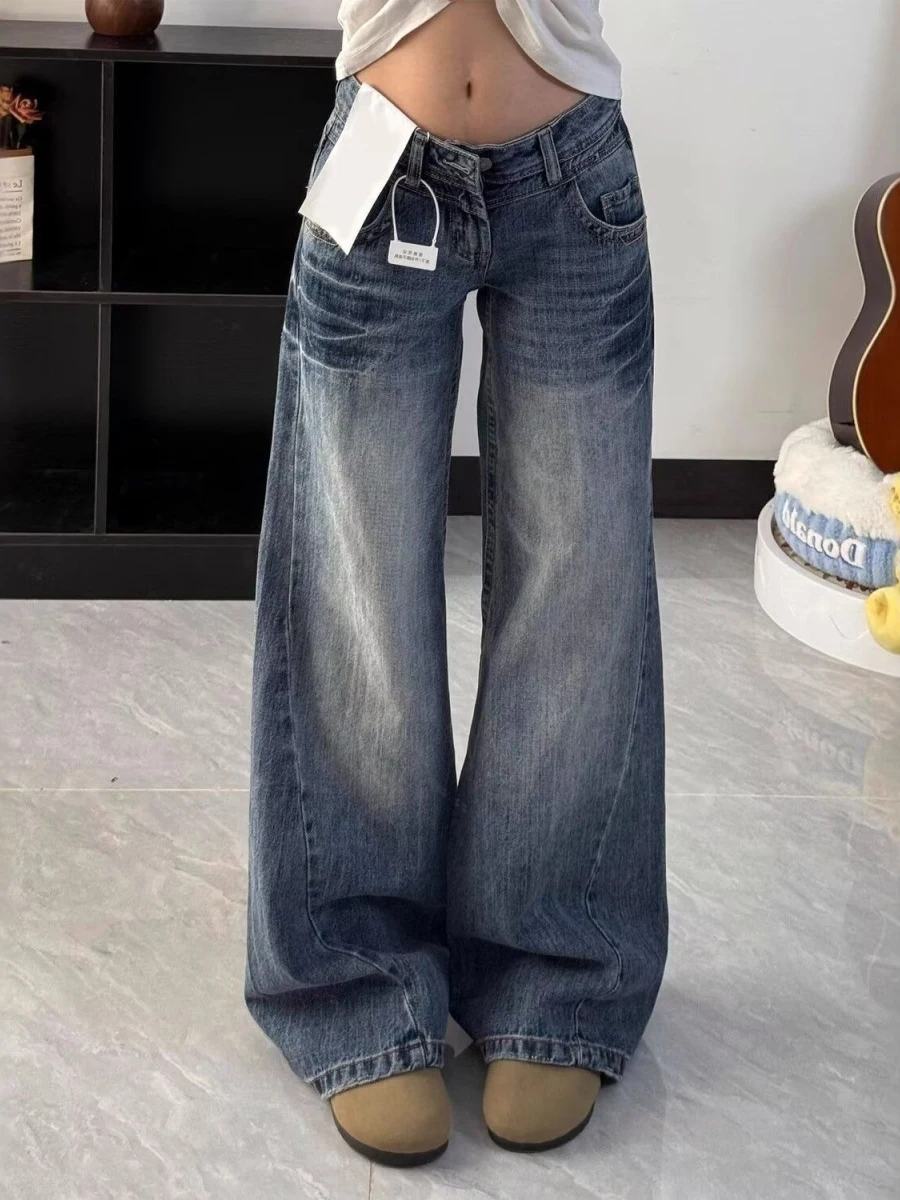Retro American Low Waist Wide Leg Denim Jeans Women Summer New Style Spicy Girl Loose Casual Versatile Long Pants
Retro American Low Waist Wide Leg Denim Jeans Women Summer New Style Spicy Girl Loose Casual Versatile Long Pants