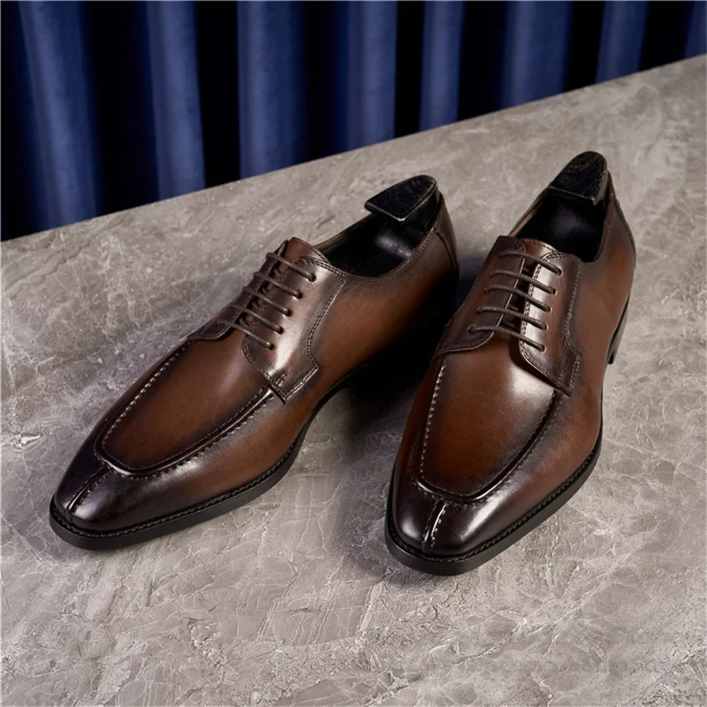 Sewing Low Cut Cowhide Leather Shoes Handmade Gentlemen's Derby Shoes Men Round Toe Casual Lace Up Business Office Oxford Shoes
Sewing Low Cut Cowhide Leather Shoes Handmade Gentlemen's Derby Shoes Men Round Toe Casual Lace Up Business Office Oxford Shoes