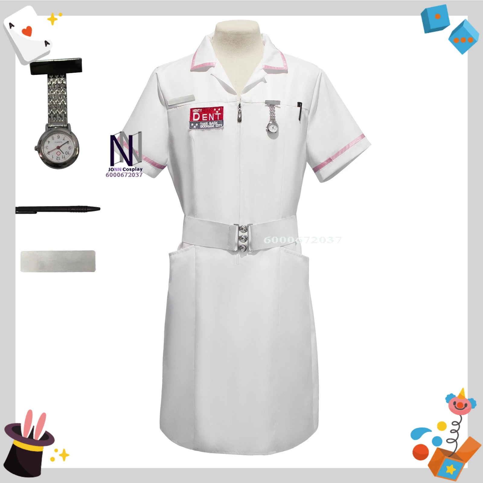 Hot Movie Cosplay Costume Anime Clown Nurse Uniform Role Playing Fashion White Dress for Women Comic Con Halloween Party Outfit 
Hot Movie Cosplay Costume Anime Clown Nurse Uniform Role Playing Fashion White Dress for Women Comic Con Halloween Party Outfit