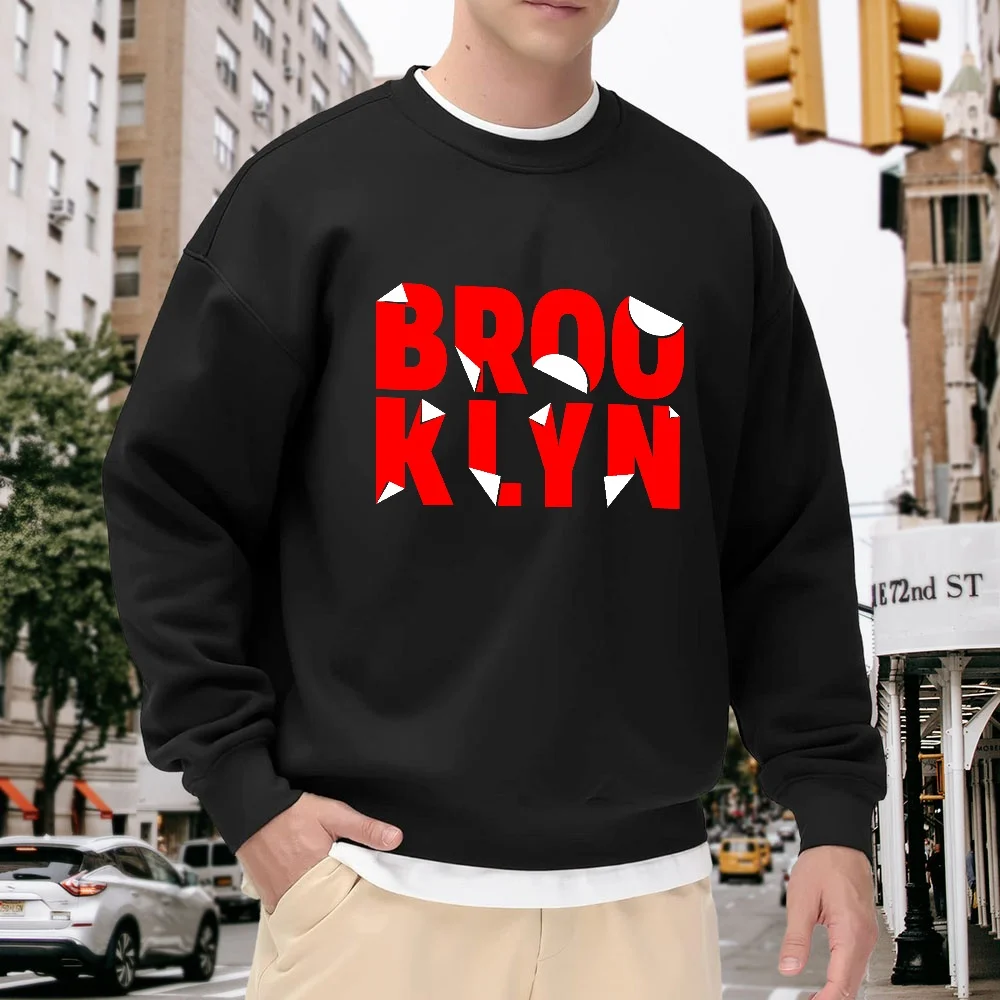Men's Black Crew Neck Pullover Sweatshirt, Loose Fit Brooklyn Letter Print Top, Street Fashion Casual Versatile, Comfortable and Breathable for Everyday Wear
Men's Black Crew Neck Pullover Sweatshirt, Loose Fit Brooklyn Letter Print Top, Street Fashion Casual Versatile, Comfortable and Breathable for Everyday Wear