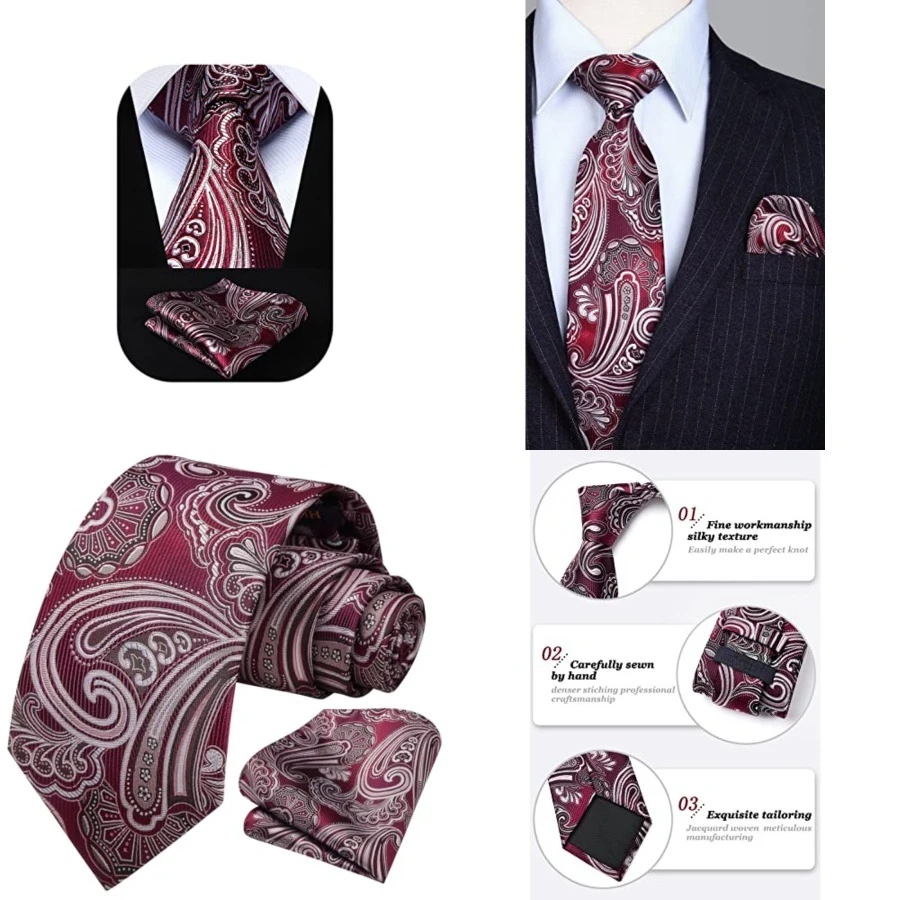 Ties for Men Paisley Tie and Pocket Square Woven Classic Floral Mens Ties Handkerchief Set Wedding Party Necktie,G3-burgundy & White
Ties for Men Paisley Tie and Pocket Square Woven Classic Floral Mens Ties Handkerchief Set Wedding Party Necktie,G3-burgundy & White
