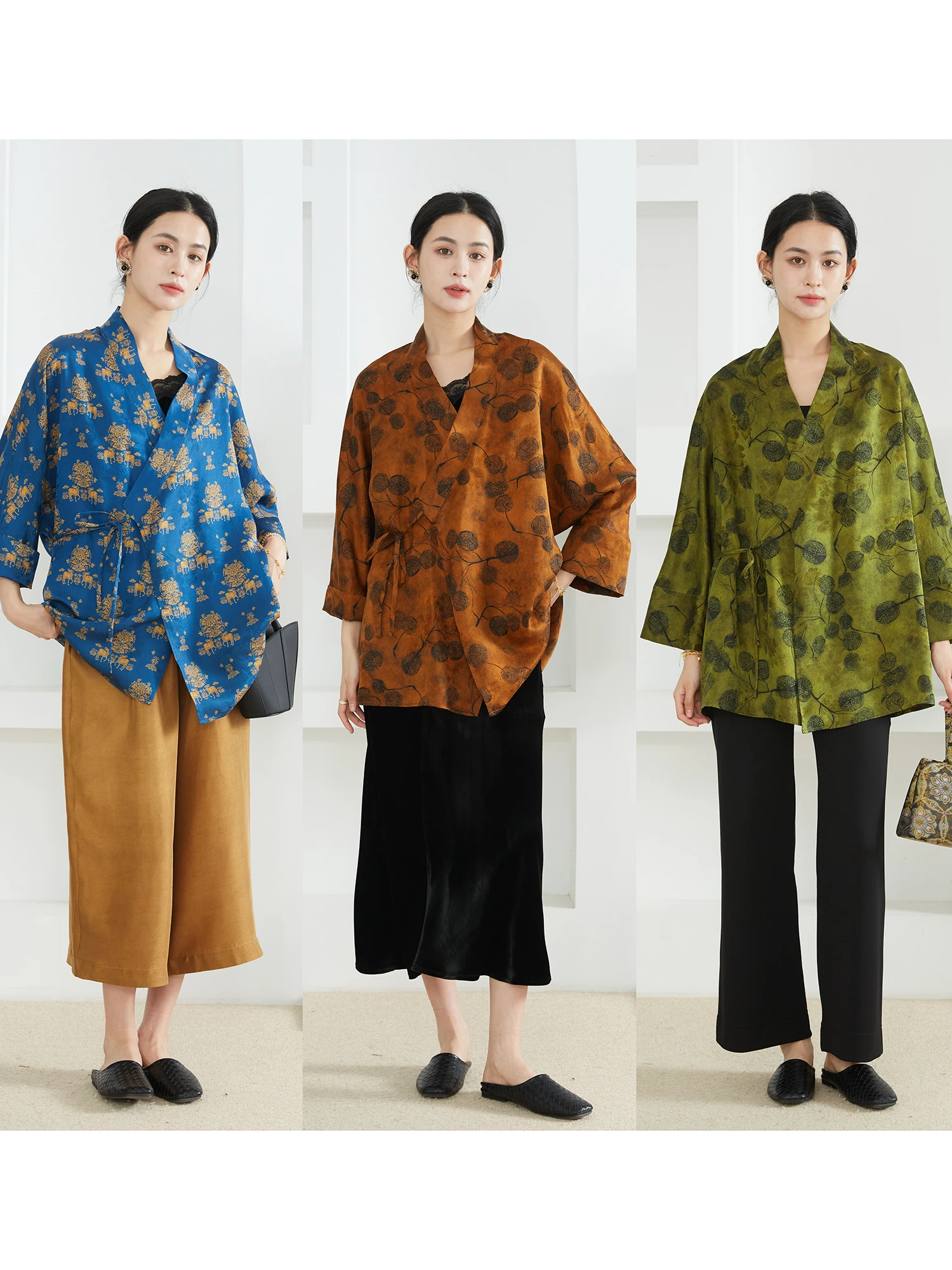 Silk Open Cardigan Women's Top Tea Ceremony Clothing Eight-Sve True Silk Sweater Early Spring Faion Chinese Sle V-Ne
Silk Open Cardigan Women's Top Tea Ceremony Clothing Eight-Sve True Silk Sweater Early Spring Faion Chinese Sle V-Ne