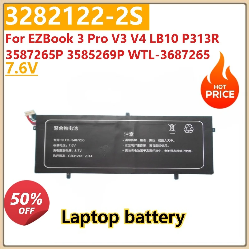 High Quality 7.6V 3282122-2S Laptop battery For EZBook 3 Pro V3 V4 LB10 P313R 3587265P 3585269P WTL-3687265 HW-3687265
High Quality 7.6V 3282122-2S Laptop battery For EZBook 3 Pro V3 V4 LB10 P313R 3587265P 3585269P WTL-3687265 HW-3687265