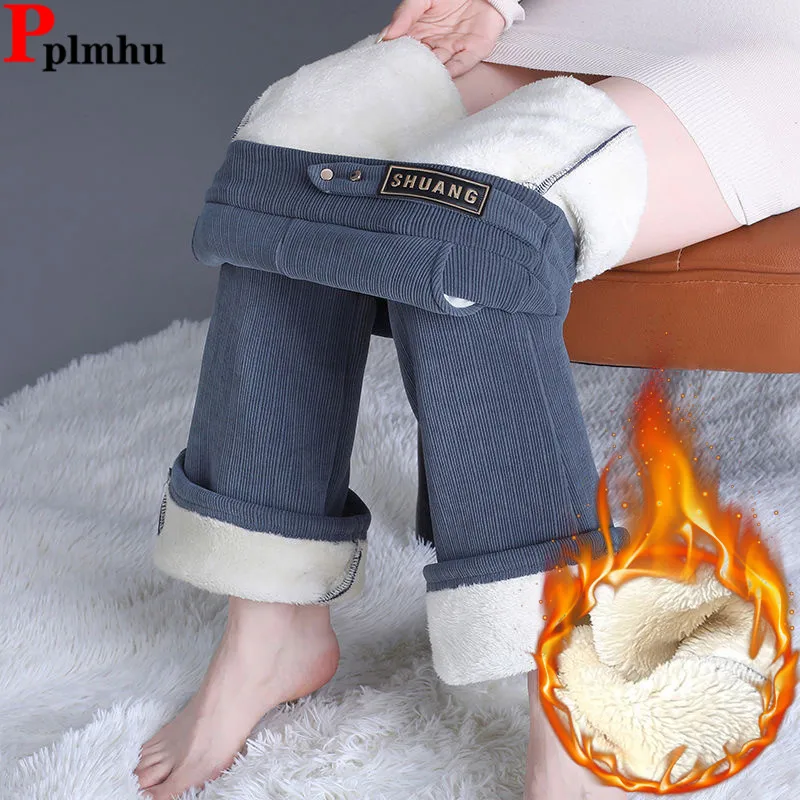 Lambwool Lined Warm Flare Pants Korean Winter Thicken Slim Pantalones Casual Elegant Trousers High Waist New Women Spodnie
Lambwool Lined Warm Flare Pants Korean Winter Thicken Slim Pantalones Casual Elegant Trousers High Waist New Women Spodnie