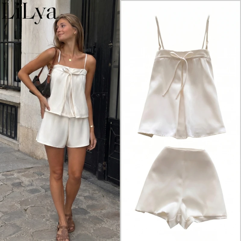 French Sweet Spaghetti Strap Shorts Sets Women Bow Design Camisole Top Chic Daily Casual Party All Match Short Woman Short Set
French Sweet Spaghetti Strap Shorts Sets Women Bow Design Camisole Top Chic Daily Casual Party All Match Short Woman Short Set