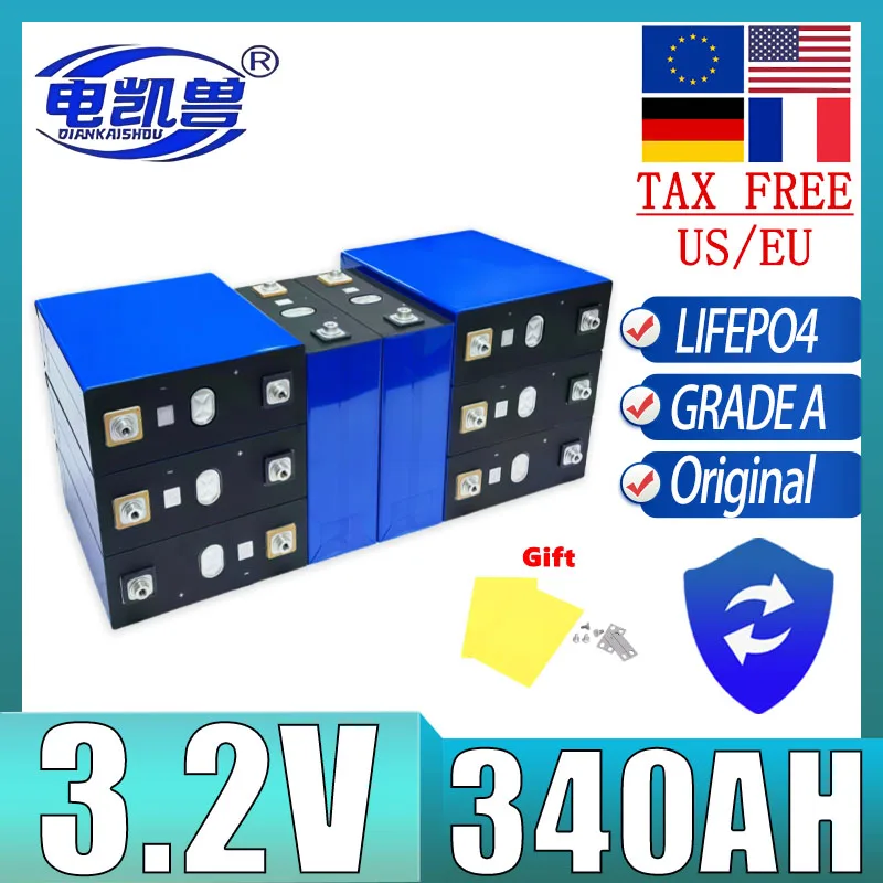 3.2V 340AH LiFePo4 High-capacity Grade A Battery DIY 12V 24V 48V Camping car Golf cart Rechargeable Battery Tax Free
3.2V 340AH LiFePo4 High-capacity Grade A Battery DIY 12V 24V 48V Camping car Golf cart Rechargeable Battery Tax Free