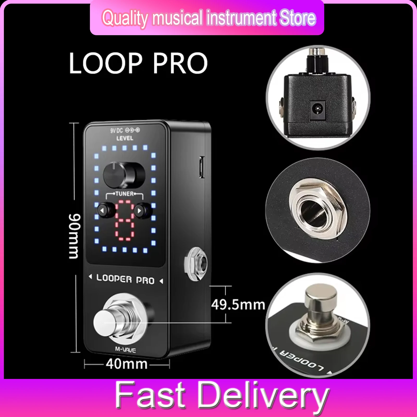 Гитарная педаль эффектов M-VAVE Looper Pro, новый стиль, 9 лупов, 40 минут записи, луп-станция с тюнером, музыкальные инструменты
Гитарная педаль эффектов M-VAVE Looper Pro, новый стиль, 9 лупов, 40 минут записи, луп-станция с тюнером, музыкальные инструменты