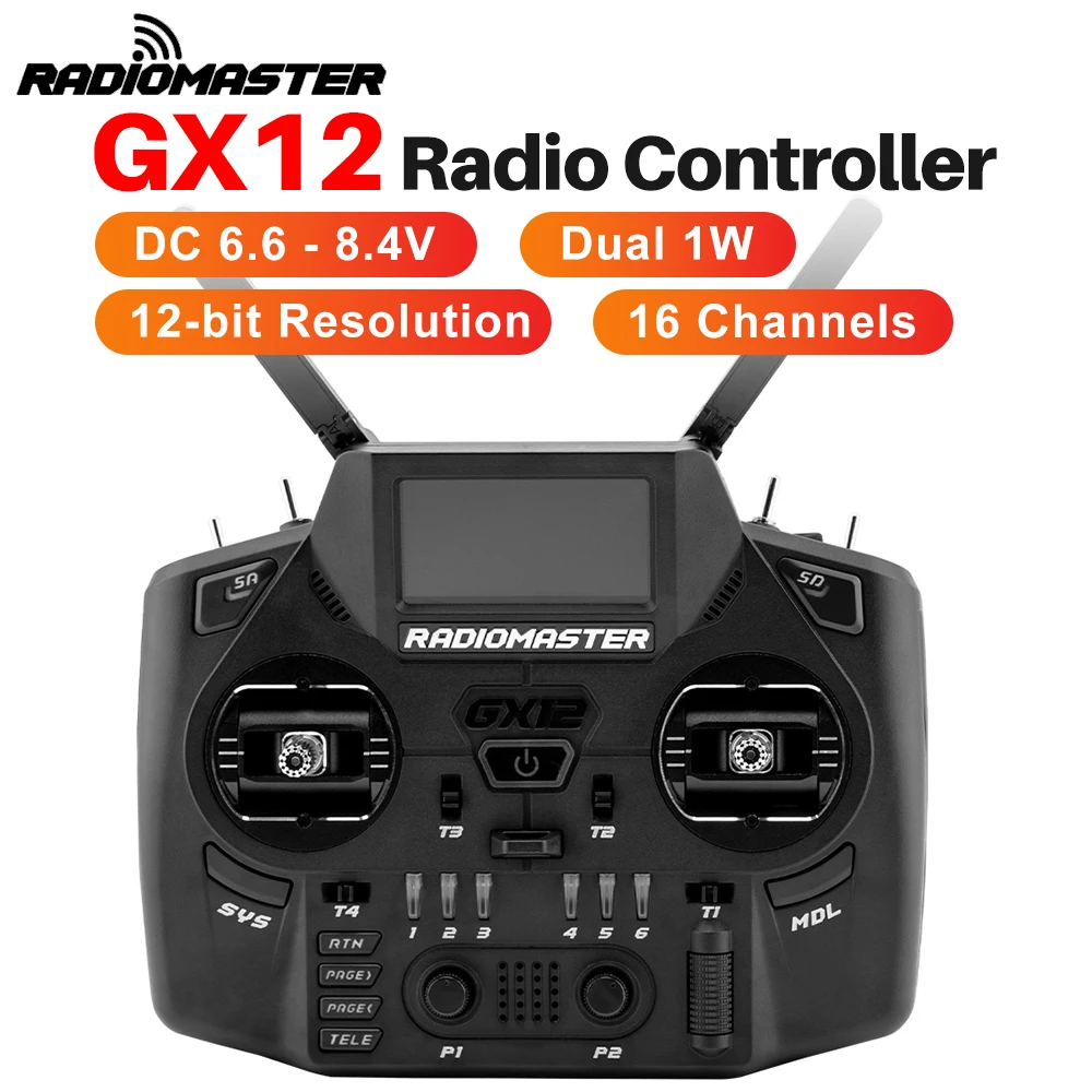 Радиоконтроллер Radiomaster GX12, двухдиапазонная антенна, пульт дистанционного управления, 16 каналов, 2,4 ГГц/900 МГц, Express-LRS, стабилизатор Холла, RC-передатчик
Радиоконтроллер Radiomaster GX12, двухдиапазонная антенна, пульт дистанционного управления, 16 каналов, 2,4 ГГц/900 МГц, Express-LRS, стабилизатор Холла, RC-передатчик