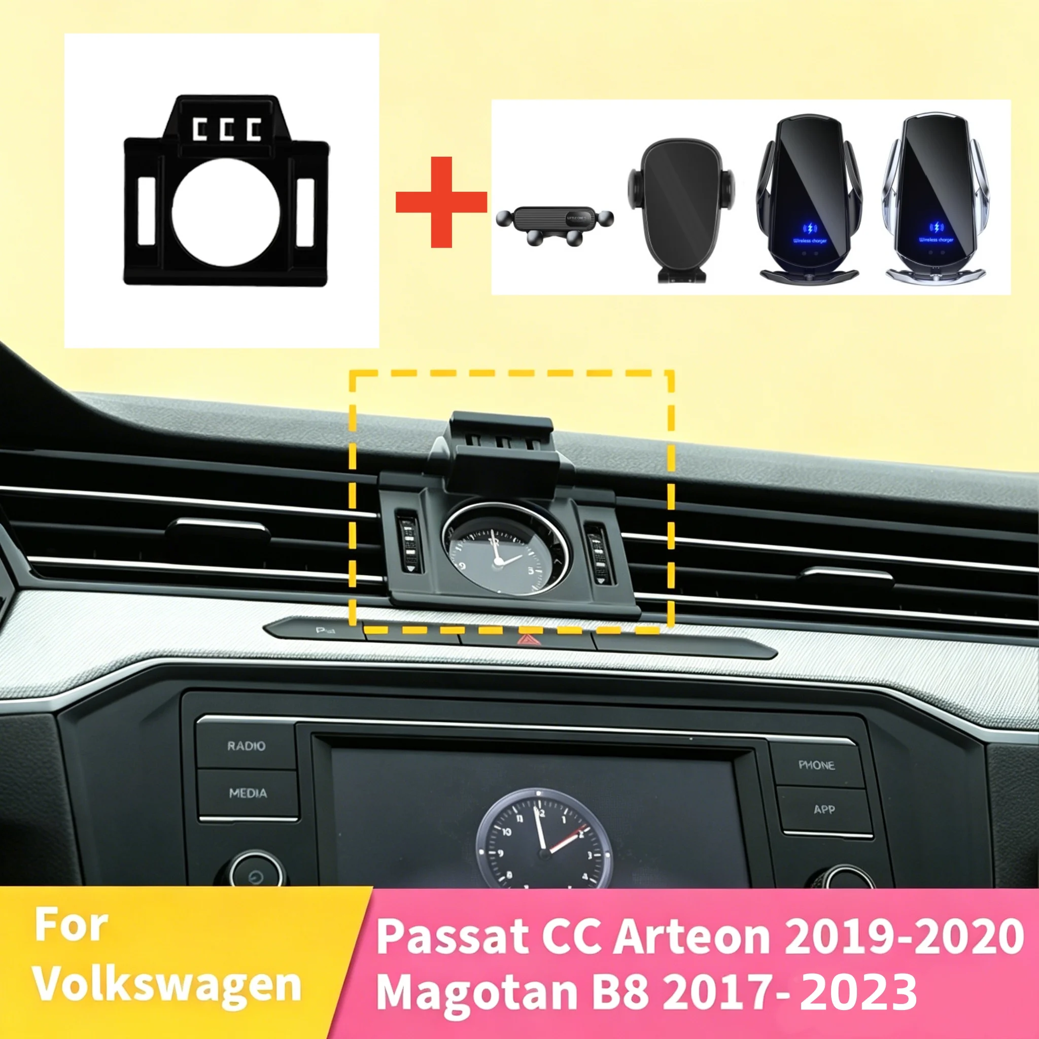 High-quality clip-on phone holder base for Volkswagen Passat CC Arteon 2019-2020 & Magotan B8 2017-2023 will not block air vents
High-quality clip-on phone holder base for Volkswagen Passat CC Arteon 2019-2020 & Magotan B8 2017-2023 will not block air vents