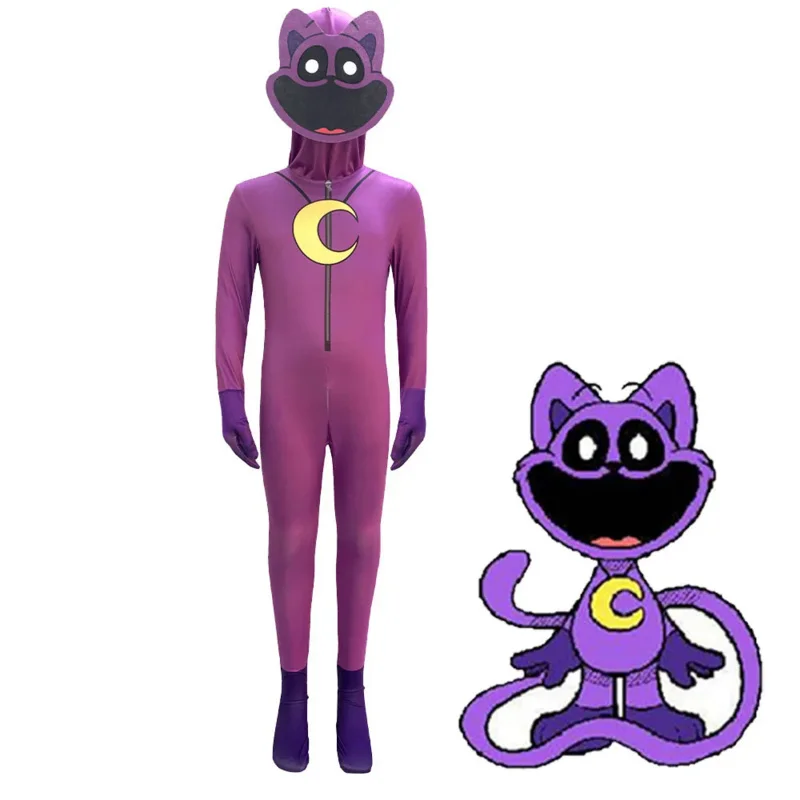 Horror Game Smiling Critters Cosplay Costume Purple Cat Jumpsuits Boy Girl Smiling Critters Kawaii Halloween Birthday Party Suit
Horror Game Smiling Critters Cosplay Costume Purple Cat Jumpsuits Boy Girl Smiling Critters Kawaii Halloween Birthday Party Suit
