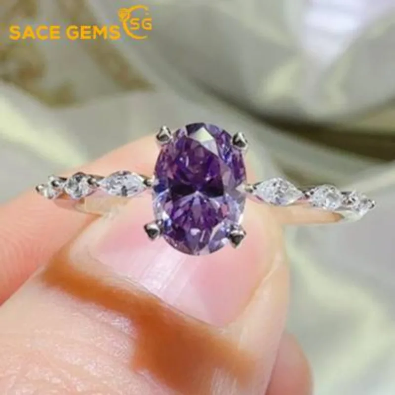 SACE GEMS Real 1-2 Carat Oval Purple Moissanite Rings 100% 925 Sterling Silver Wedding Rings for Women Party Fine Jewelry
SACE GEMS Real 1-2 Carat Oval Purple Moissanite Rings 100% 925 Sterling Silver Wedding Rings for Women Party Fine Jewelry
