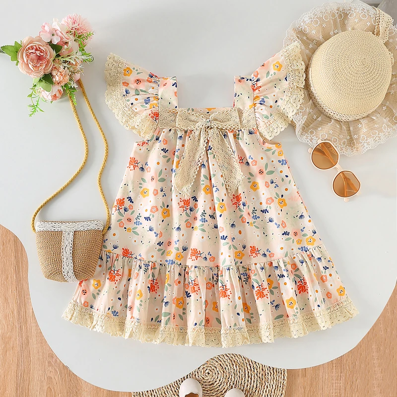 1-5Y Kids Girls Dress Floral Print Lace Patchwork Fly Sleeve Casual Dress Baby Summer Fashion Princess Party Dresses Sundress
1-5Y Kids Girls Dress Floral Print Lace Patchwork Fly Sleeve Casual Dress Baby Summer Fashion Princess Party Dresses Sundress