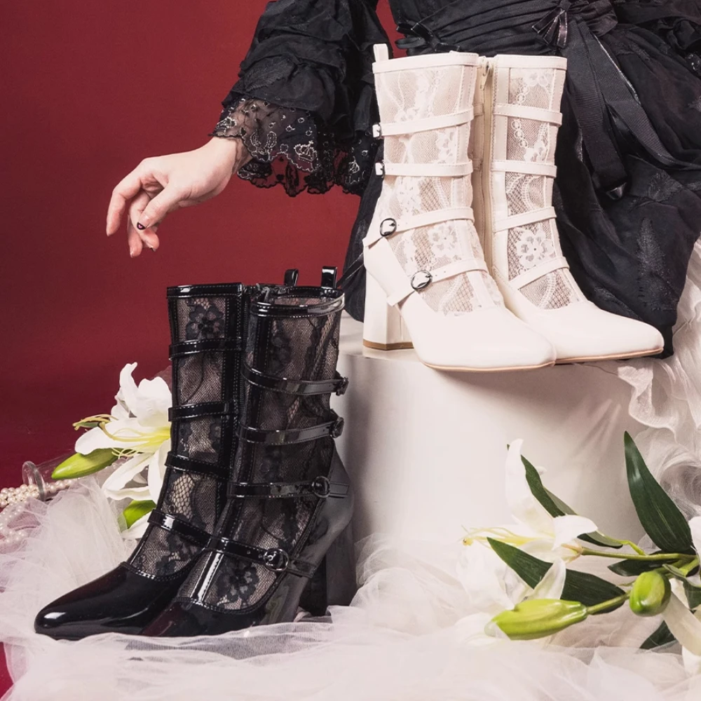 Lolita Women's Shoes Vintage Lace Mid Boots Banquet Princess Waterproof Platform Boots Fashion Black Marie Jane High Heels
Lolita Women's Shoes Vintage Lace Mid Boots Banquet Princess Waterproof Platform Boots Fashion Black Marie Jane High Heels