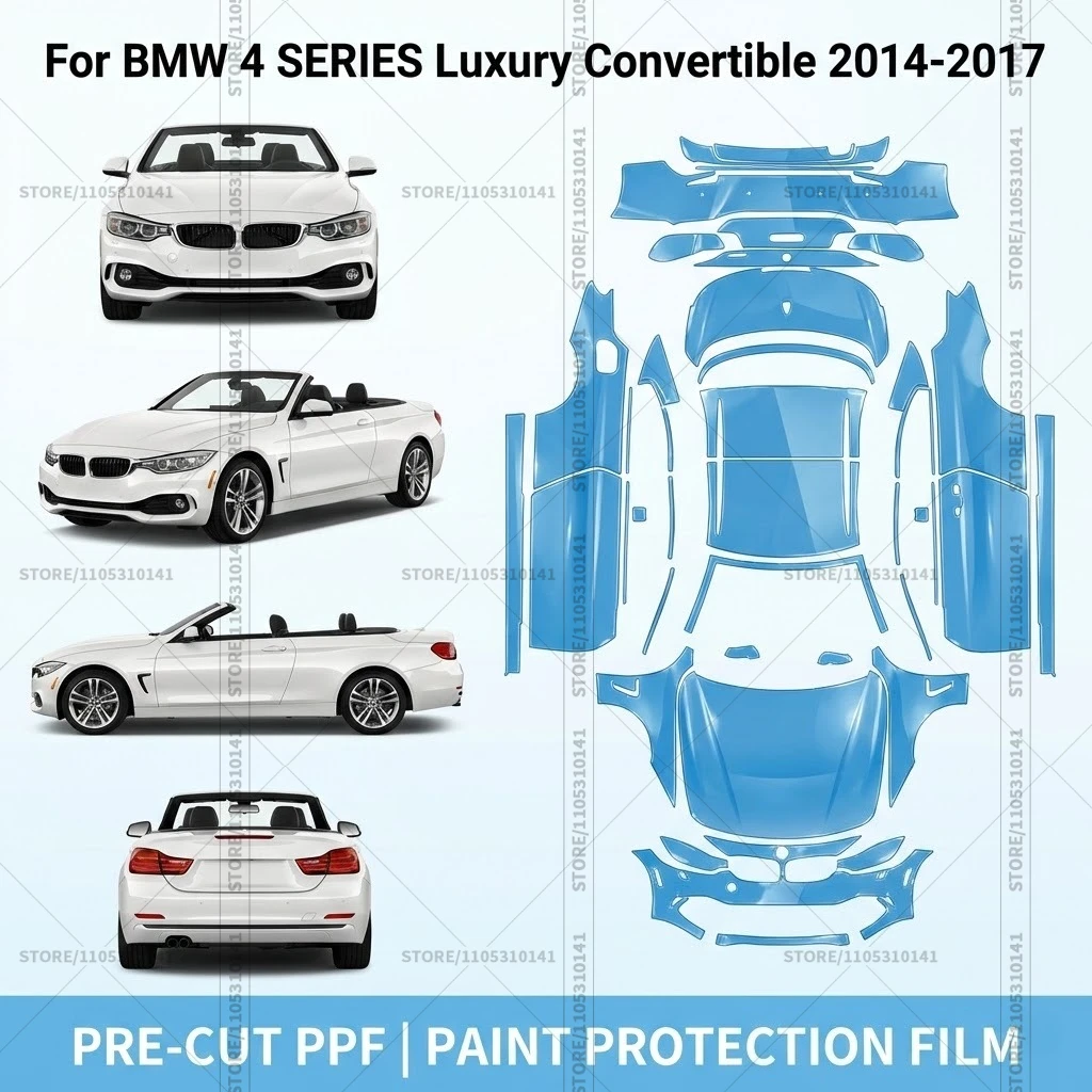 Pre-Cut Paint Protection Film PPF Transparent Car Film Automotive PPF Full Vehicle For BMW 4 SERIES Luxury Convertible 2014-2017
Pre-Cut Paint Protection Film PPF Transparent Car Film Automotive PPF Full Vehicle For BMW 4 SERIES Luxury Convertible 2014-2017
