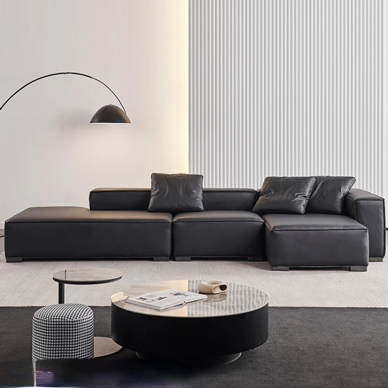 Italian minimalist leather sofa top layer cowhide black super soft light luxury leather sofa
Italian minimalist leather sofa top layer cowhide black super soft light luxury leather sofa