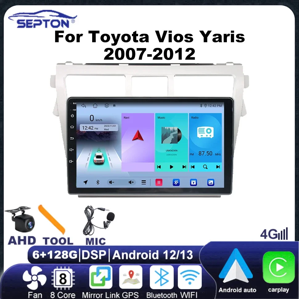 SEPTON Car Intelligent Systems Car Radio for Toyota Vios Yaris 2007-2012 Navi 4G GPS BT Android Auto CarPlay Multimedia Player
SEPTON Car Intelligent Systems Car Radio for Toyota Vios Yaris 2007-2012 Navi 4G GPS BT Android Auto CarPlay Multimedia Player