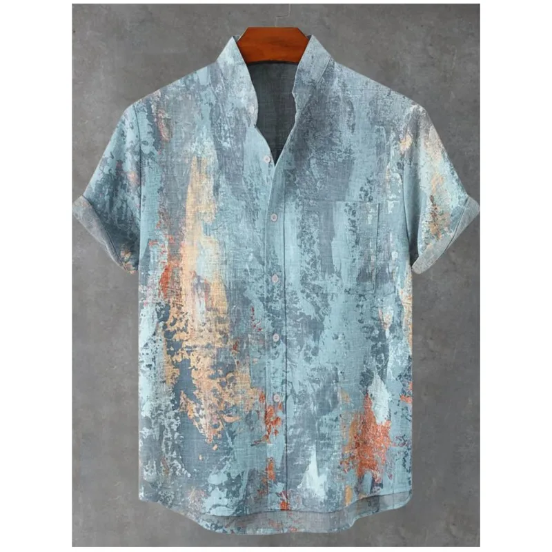 Retro Men's Linen Batik Shirt With Ethnic Pattern Printed Short Sleeved Top Fashionable Casual Mens Clothing Men Shirts
Retro Men's Linen Batik Shirt With Ethnic Pattern Printed Short Sleeved Top Fashionable Casual Mens Clothing Men Shirts