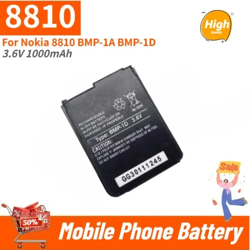 8810 High Quality Phone Battery 3.6V 1000mAh for Nokia 8810 BMP-1A BMP-1D Brand New Replacement Battery
8810 High Quality Phone Battery 3.6V 1000mAh for Nokia 8810 BMP-1A BMP-1D Brand New Replacement Battery