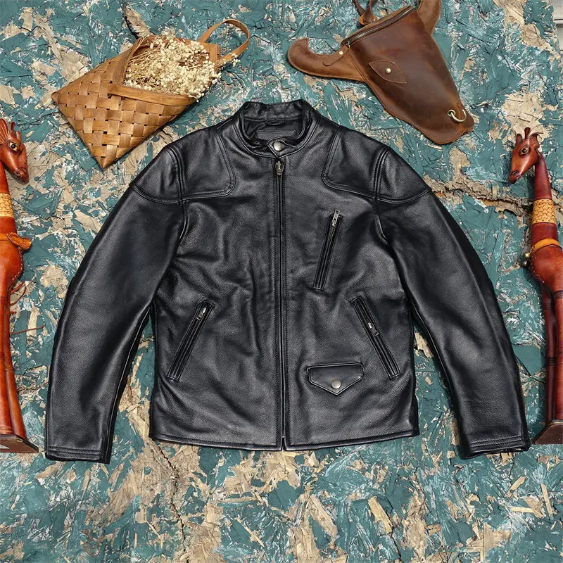 American Classic Top Grain Cowhide Leather Jacket, Venom Style Stand Collar Slim Fit Short Biker Genuine Leather Coat for Men
American Classic Top Grain Cowhide Leather Jacket, Venom Style Stand Collar Slim Fit Short Biker Genuine Leather Coat for Men