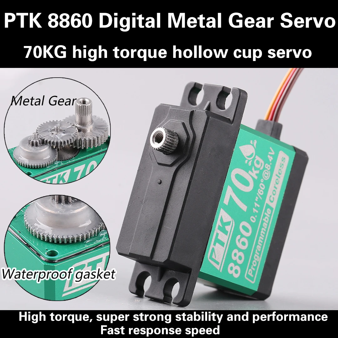 PTK 8860 Servo Stainless Steel Teeth 70kg High Torque Car Model High-Speed Fixed Wing Model Drone Servo
PTK 8860 Servo Stainless Steel Teeth 70kg High Torque Car Model High-Speed Fixed Wing Model Drone Servo