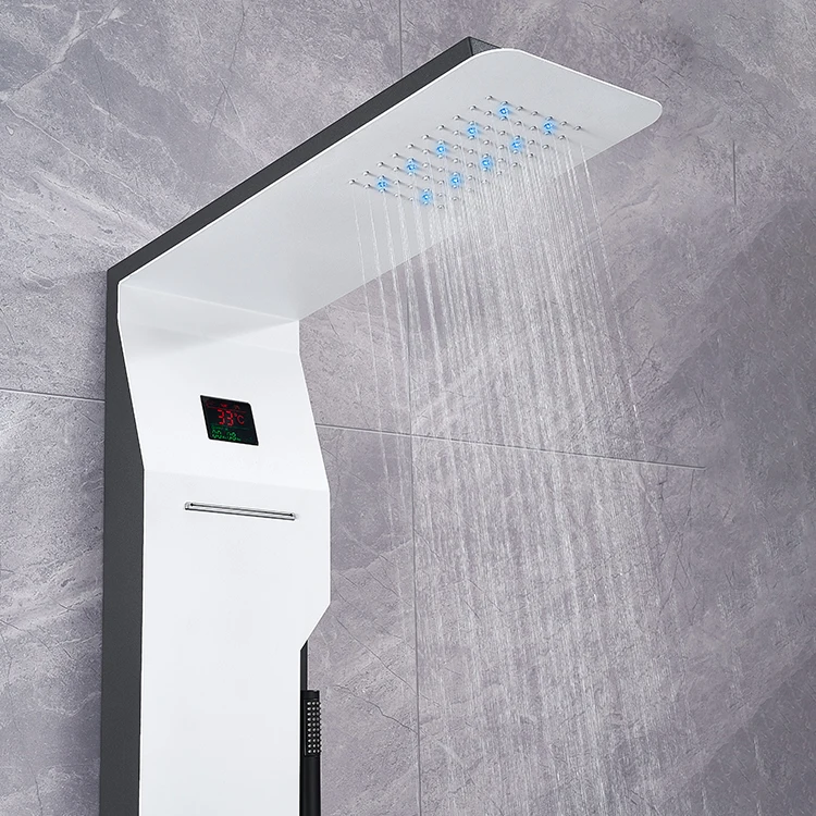 High-quality Luxury Polished 304 Stainless Steel Thermostatic High Pressure Massage Shower Plate Waterfall Spa Jet Smart Shower
High-quality Luxury Polished 304 Stainless Steel Thermostatic High Pressure Massage Shower Plate Waterfall Spa Jet Smart Shower