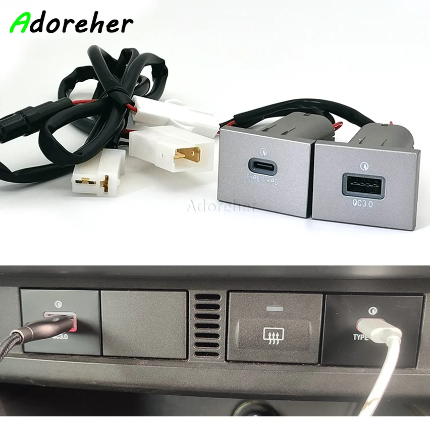 Car Charger Socket Dual QC3.0 USB PD Type C Fast Phone Charging Outlet Power Adapter For Ford Focus 2 2004-2011 mk2 Accessories
Car Charger Socket Dual QC3.0 USB PD Type C Fast Phone Charging Outlet Power Adapter For Ford Focus 2 2004-2011 mk2 Accessories