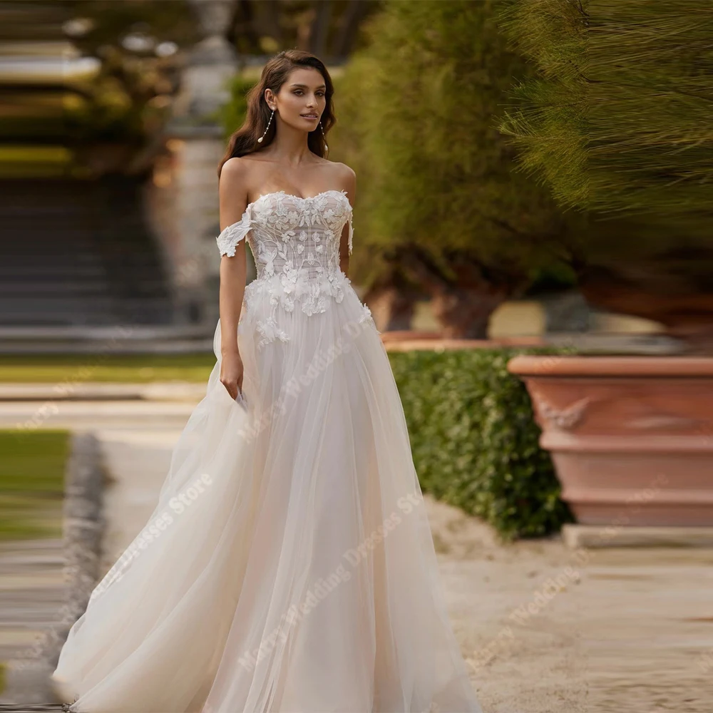 Graceful Women's Wedding Dresses Pretty Appliques Lace A-Line Bridal Gowns Classical Princess Party Vestidos De Novia Customized
Graceful Women's Wedding Dresses Pretty Appliques Lace A-Line Bridal Gowns Classical Princess Party Vestidos De Novia Customized