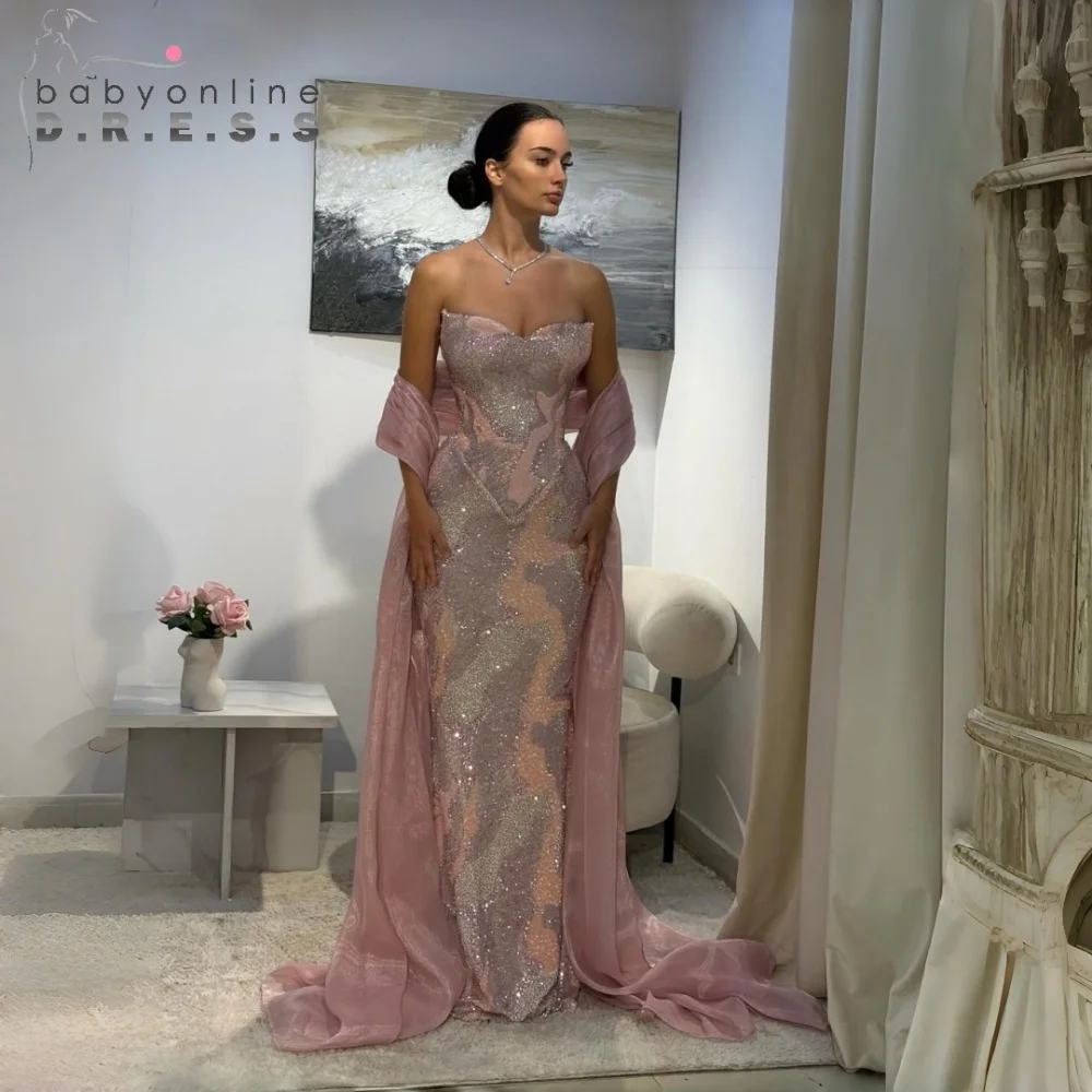 BABYONLINE Customized Luxury Beaded Evening Dresses for Women Strapless Mermaid Prom Dress with Shawl Sexy Robes De Soirée
BABYONLINE Customized Luxury Beaded Evening Dresses for Women Strapless Mermaid Prom Dress with Shawl Sexy Robes De Soirée