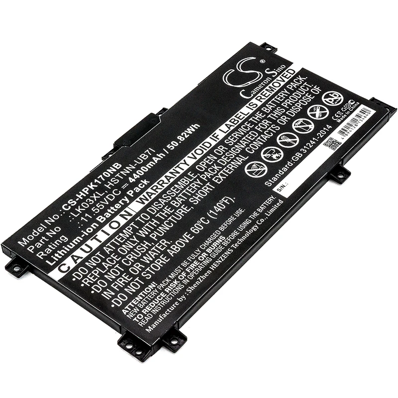 Li-ion Notebook, Laptop Battery for HP, 11.55V, 4400mAh, Compatible Models: 15-CN0088NB, 2PS80EA, 2PT04EA, 2SL69PA,
Li-ion Notebook, Laptop Battery for HP, 11.55V, 4400mAh, Compatible Models: 15-CN0088NB, 2PS80EA, 2PT04EA, 2SL69PA,