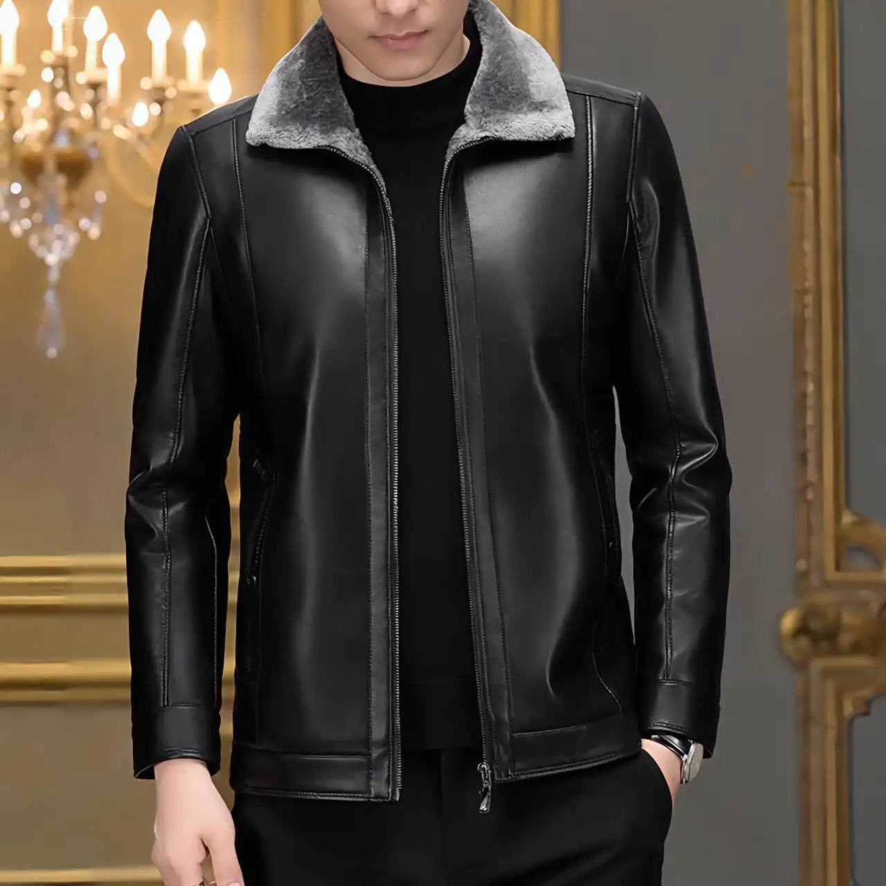 Winter Men PU Leather Jacket Fleece Lining & Back Puff Down Design Thermal Essential Coat Business Casual Menswear Effortless
Winter Men PU Leather Jacket Fleece Lining & Back Puff Down Design Thermal Essential Coat Business Casual Menswear Effortless