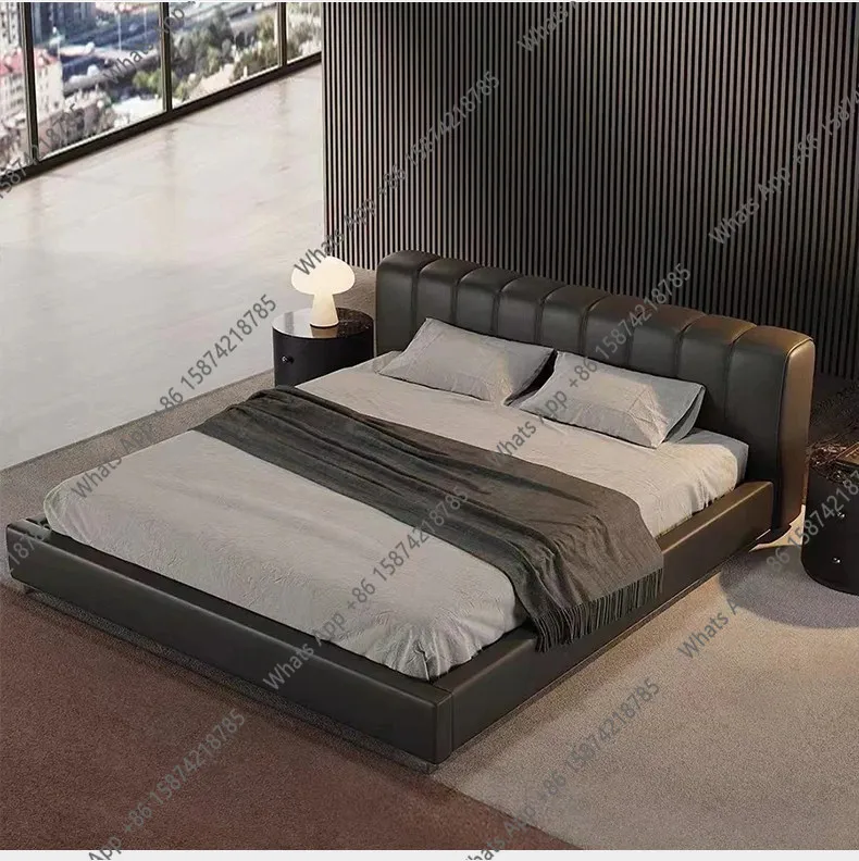 Bed Italian minimalist home simple master bedroom 1.8m 1.5m double black top layer scalper leather bed minimalist Italian Minima
Bed Italian minimalist home simple master bedroom 1.8m 1.5m double black top layer scalper leather bed minimalist Italian Minima