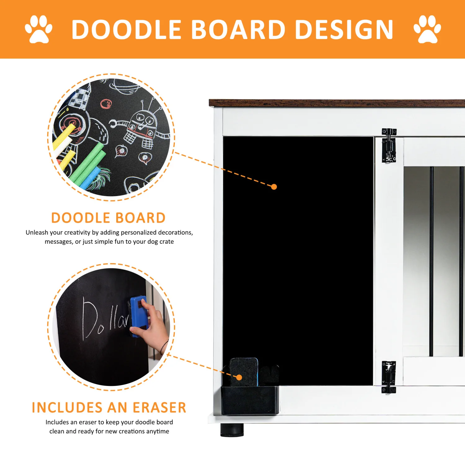 Doodle dog cage,kennel with 2 doors, dog crate interior furniture, heavy duty wooden dog cage for medium and small dogs, white
Doodle dog cage,kennel with 2 doors, dog crate interior furniture, heavy duty wooden dog cage for medium and small dogs, white
