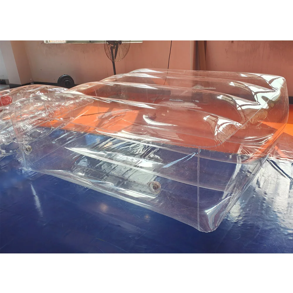 Custom transparent air mattress for advertising, clear plastic
Custom transparent air mattress for advertising, clear plastic
