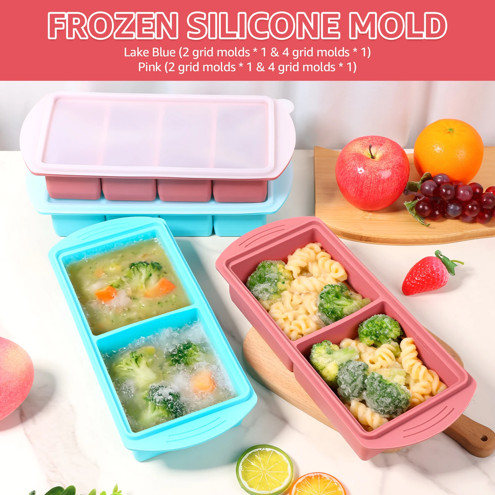 2 Pack Silicone Freezer Tray with Lid Soup Freezer Container Mold Ice Cube Tray for Meal Prep and Freezing Soup Stew Sauce Oven
2 Pack Silicone Freezer Tray with Lid Soup Freezer Container Mold Ice Cube Tray for Meal Prep and Freezing Soup Stew Sauce Oven