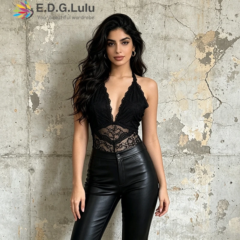 EDGLuLu Sexy V-Neck Sleeveless Black Jumpsuit 2026 New Fashiona Hollow Lace Embroidery With Floral Halter Backless Jumpsuit 0703
EDGLuLu Sexy V-Neck Sleeveless Black Jumpsuit 2026 New Fashiona Hollow Lace Embroidery With Floral Halter Backless Jumpsuit 0703
