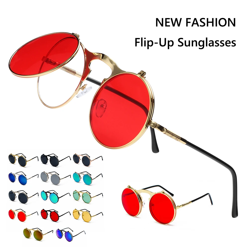 Summer UV Protection Metal Frame Eyewear Round Sunglasses Steampunk Sunglasses Flip-Up Sunglasses
Summer UV Protection Metal Frame Eyewear Round Sunglasses Steampunk Sunglasses Flip-Up Sunglasses