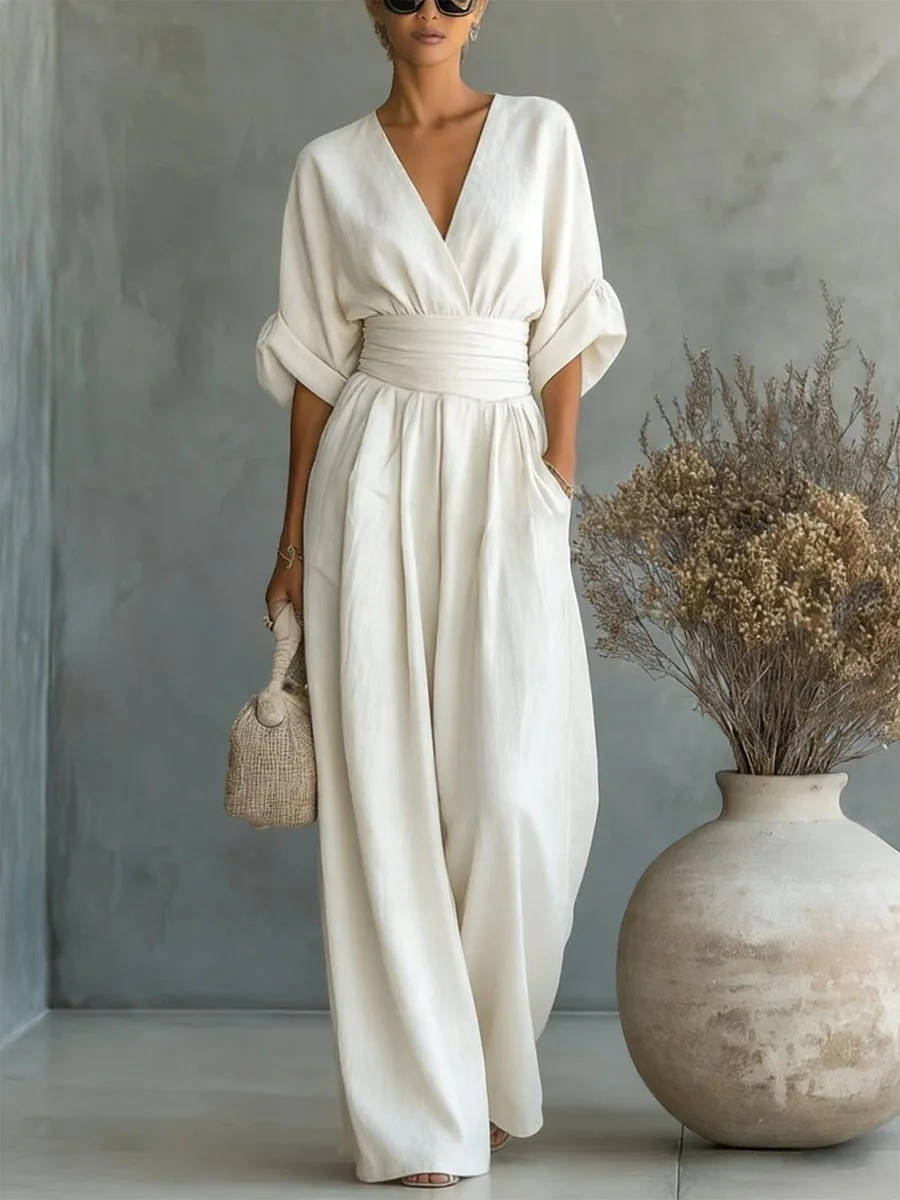 Модный женский комбинезон 2026 года: повседневный, с V-образным вырезом, с завышенной талией, сексуальный, белый, офисный, с широкими штанинами, для отпуска
Модный женский комбинезон 2026 года: повседневный, с V-образным вырезом, с завышенной талией, сексуальный, белый, офисный, с широкими штанинами, для отпуска