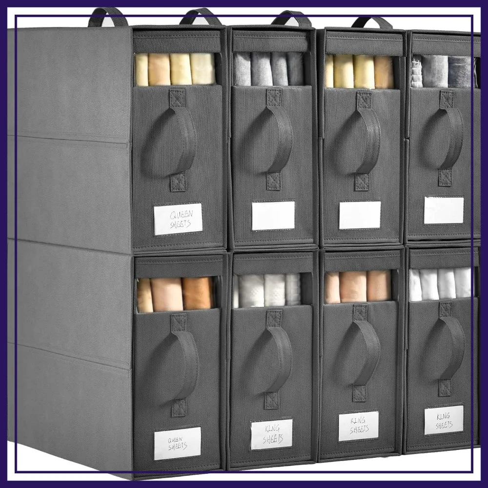 Large Bed Sheet Organizers and Storage, 8 Pack Linen Closet Organizers, Foldable Bedding Storage for Bedsheets
Large Bed Sheet Organizers and Storage, 8 Pack Linen Closet Organizers, Foldable Bedding Storage for Bedsheets