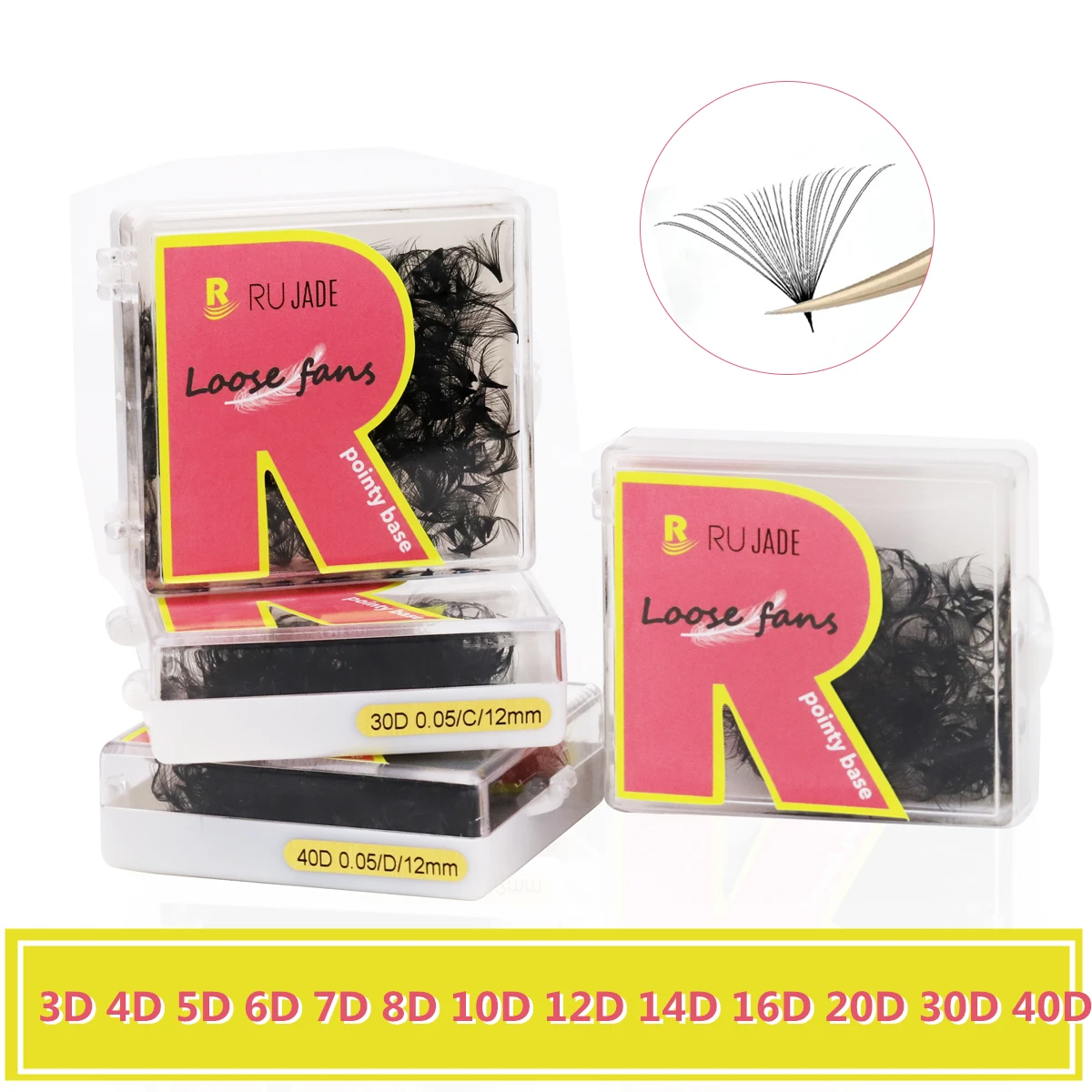 RUJADE NEW 3D-40D Loose Fans Premade Eyelash Extensions 7-15MM Sharp Stem Pointy Base Thin Russian Volume Lashes Faux Mink
RUJADE NEW 3D-40D Loose Fans Premade Eyelash Extensions 7-15MM Sharp Stem Pointy Base Thin Russian Volume Lashes Faux Mink