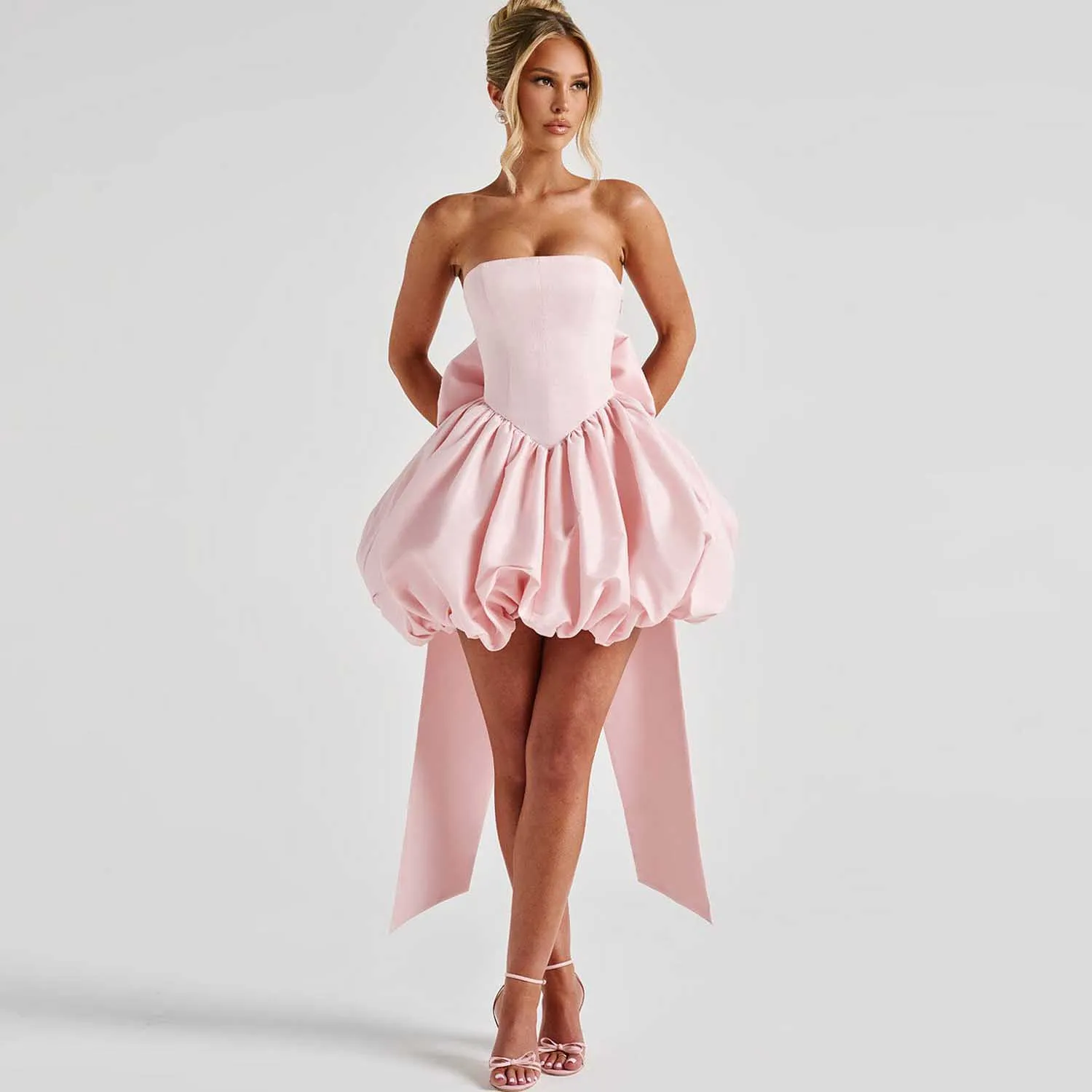 Pretty Pink Silk Satin Mini Dress with Detachable Bow Blush Short Birthday Party Dresses Big Bow Prom Gown vestidos de fiesta
Pretty Pink Silk Satin Mini Dress with Detachable Bow Blush Short Birthday Party Dresses Big Bow Prom Gown vestidos de fiesta