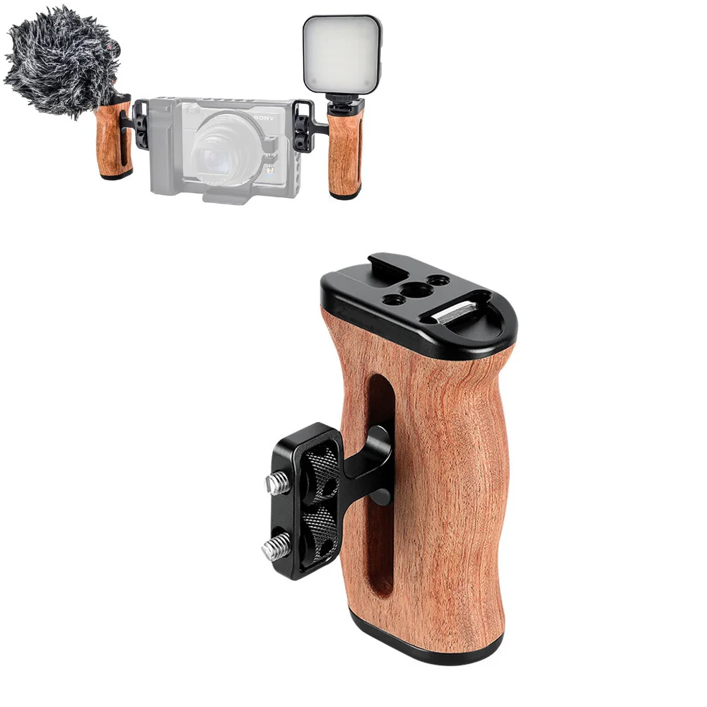 Universal Camera Cage Left /Right Side Handle for Sony Canon Nikon Camera Cage Wooden Handle Grip Cold Shoe for Mic Video Light
Universal Camera Cage Left /Right Side Handle for Sony Canon Nikon Camera Cage Wooden Handle Grip Cold Shoe for Mic Video Light
