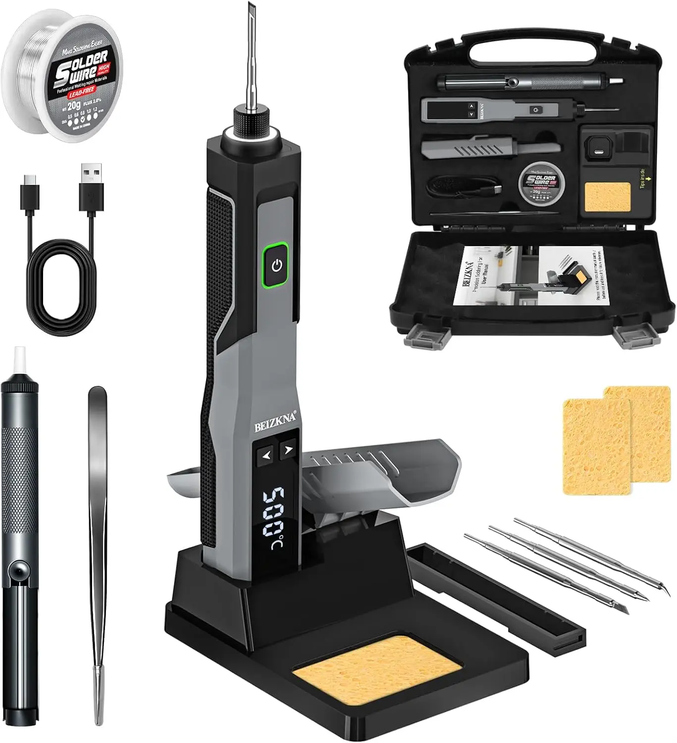 Cordless Soldering Iron Kit 5s Fast Heating 392-932℉ 3200mAh LED Display Auto Sleep Portable USB Rechargeable for Precision
Cordless Soldering Iron Kit 5s Fast Heating 392-932℉ 3200mAh LED Display Auto Sleep Portable USB Rechargeable for Precision
