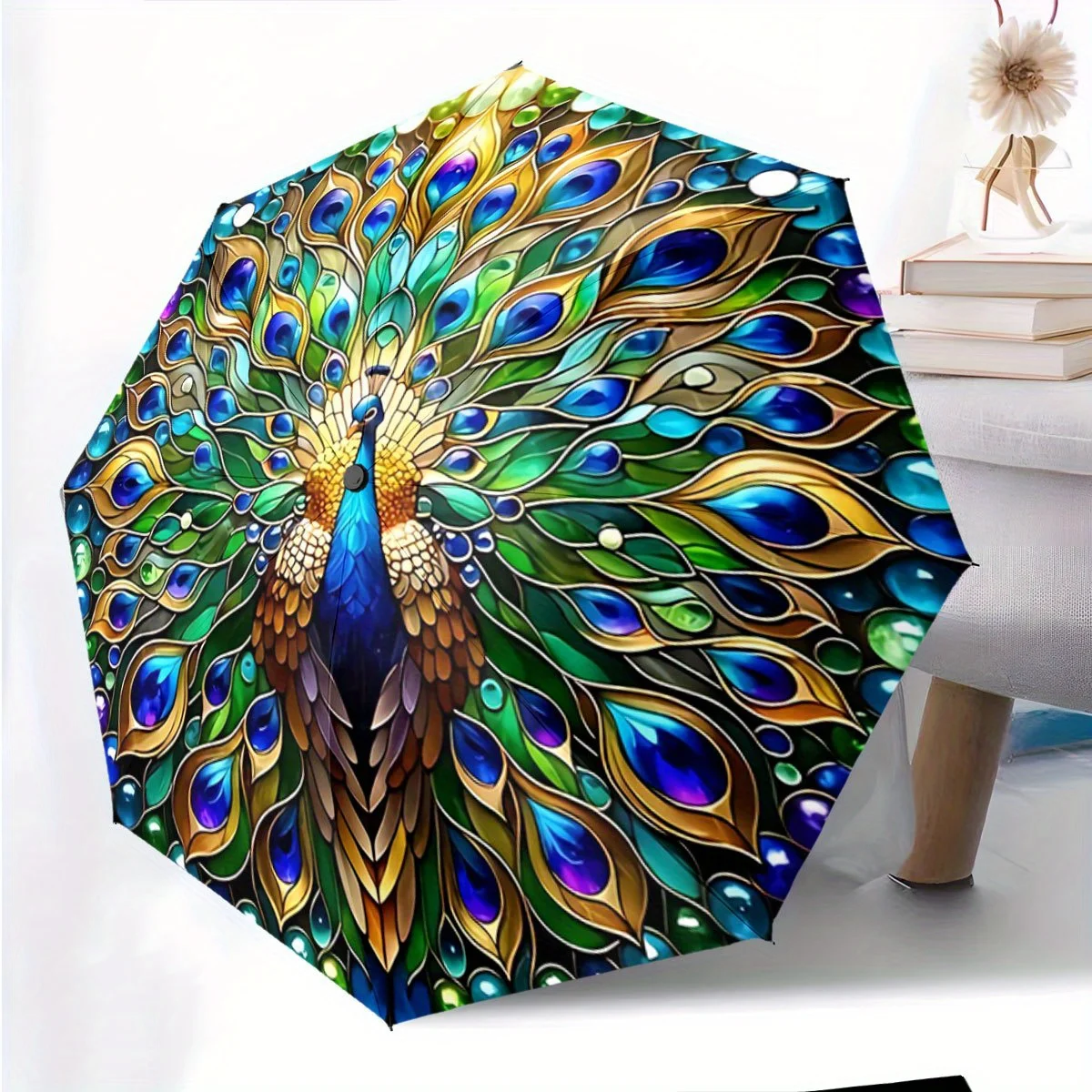 Автоматический складной зонт Павлин с разноцветными перьями. Портативный складной дизайн, повседневный уличный аксессуар, для всех сезонов.
Автоматический складной зонт Павлин с разноцветными перьями. Портативный складной дизайн, повседневный уличный аксессуар, для всех сезонов.