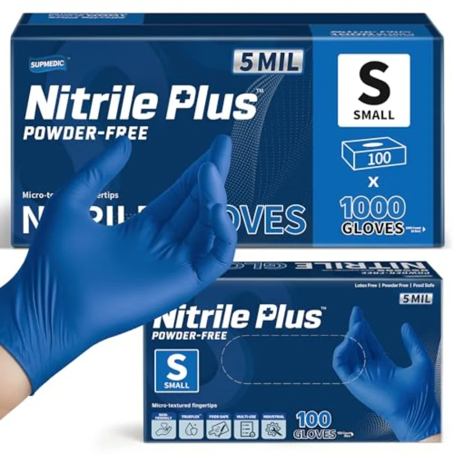 Supmedic Disposable Nitrile Exam Gloves 5Mil Chemical Resistant Powder-Free Food Safe Clean Medical Glove Black Blue 1000Pcs
Supmedic Disposable Nitrile Exam Gloves 5Mil Chemical Resistant Powder-Free Food Safe Clean Medical Glove Black Blue 1000Pcs